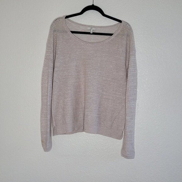Joie Blush Neutral Linen Cotton Knit Scoop Neck Long Sleeve Sweater Size Small - Picture 5 of 12